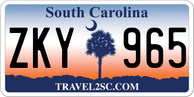 SC license plate ZKY965