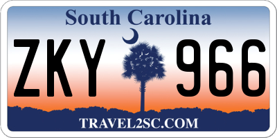 SC license plate ZKY966