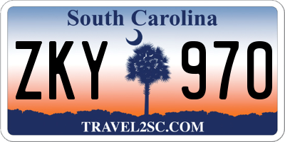 SC license plate ZKY970