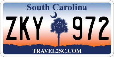SC license plate ZKY972