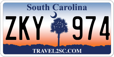 SC license plate ZKY974
