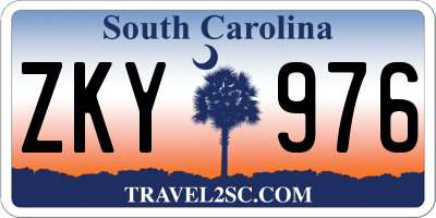 SC license plate ZKY976