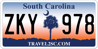 SC license plate ZKY978