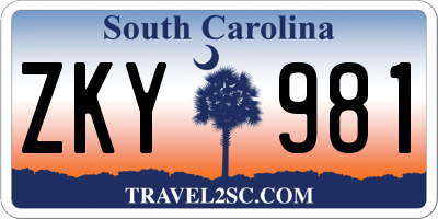 SC license plate ZKY981