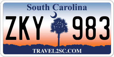 SC license plate ZKY983