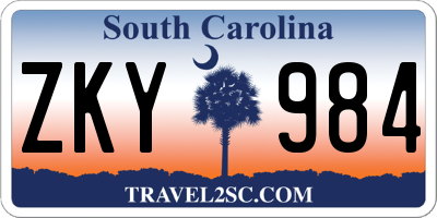 SC license plate ZKY984