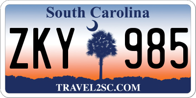 SC license plate ZKY985