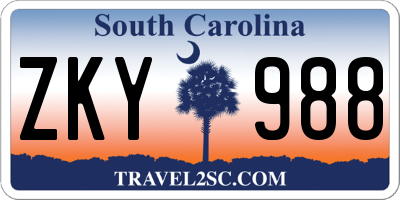 SC license plate ZKY988