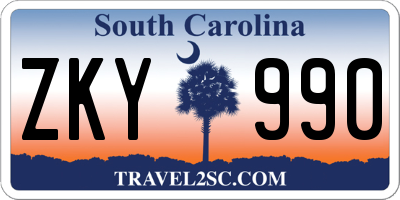 SC license plate ZKY990