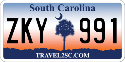 SC license plate ZKY991