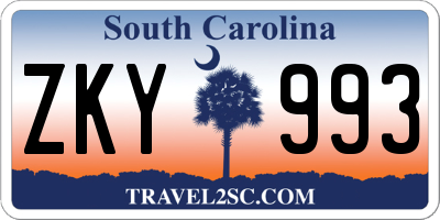 SC license plate ZKY993