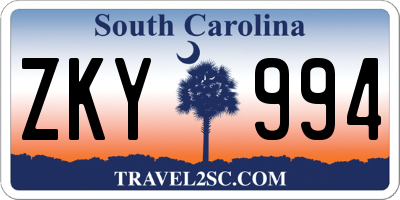 SC license plate ZKY994