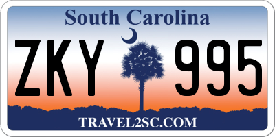 SC license plate ZKY995