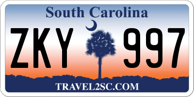 SC license plate ZKY997