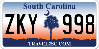 SC license plate ZKY998