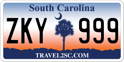 SC license plate ZKY999