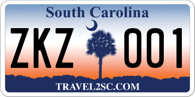 SC license plate ZKZ001