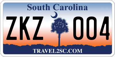 SC license plate ZKZ004
