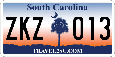 SC license plate ZKZ013