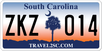 SC license plate ZKZ014