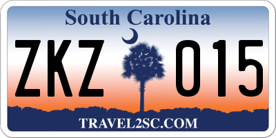 SC license plate ZKZ015