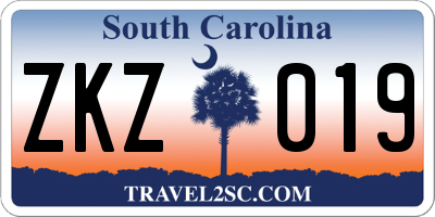 SC license plate ZKZ019