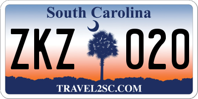 SC license plate ZKZ020