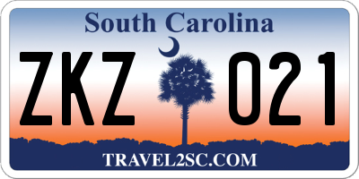 SC license plate ZKZ021