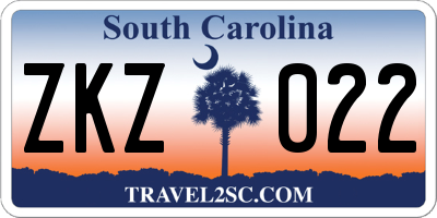 SC license plate ZKZ022