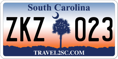 SC license plate ZKZ023