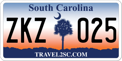 SC license plate ZKZ025