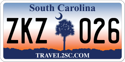 SC license plate ZKZ026