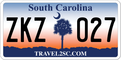 SC license plate ZKZ027