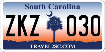 SC license plate ZKZ030