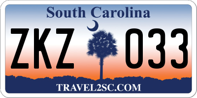 SC license plate ZKZ033