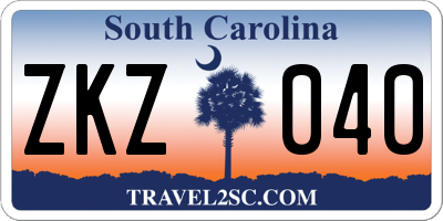 SC license plate ZKZ040