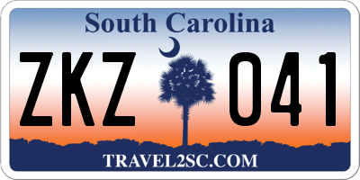 SC license plate ZKZ041