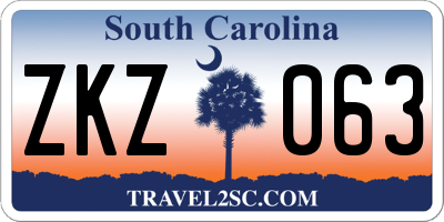 SC license plate ZKZ063