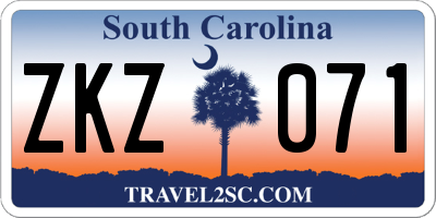 SC license plate ZKZ071