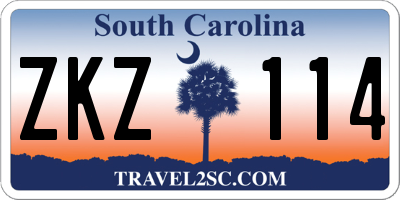 SC license plate ZKZ114