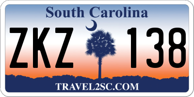 SC license plate ZKZ138