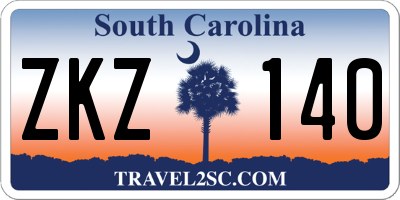 SC license plate ZKZ140