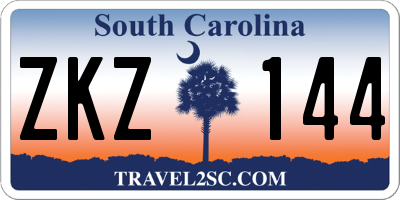 SC license plate ZKZ144
