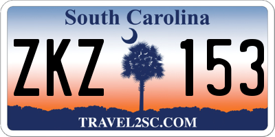 SC license plate ZKZ153