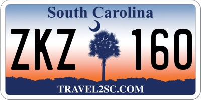 SC license plate ZKZ160