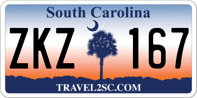 SC license plate ZKZ167