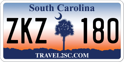 SC license plate ZKZ180