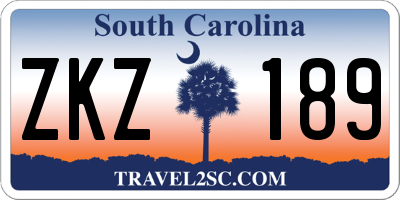SC license plate ZKZ189