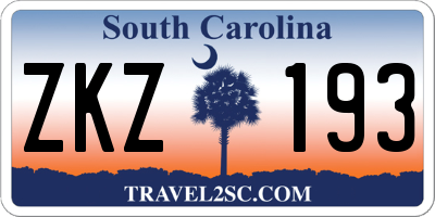 SC license plate ZKZ193