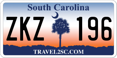 SC license plate ZKZ196